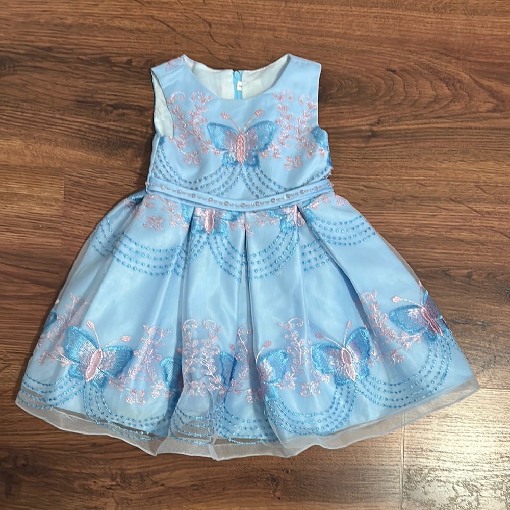Blue and Pink Butterfly Dress Size 4